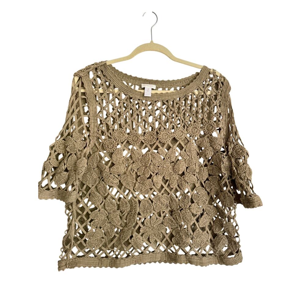Chico's Green Crochet Top Size 2 (12)